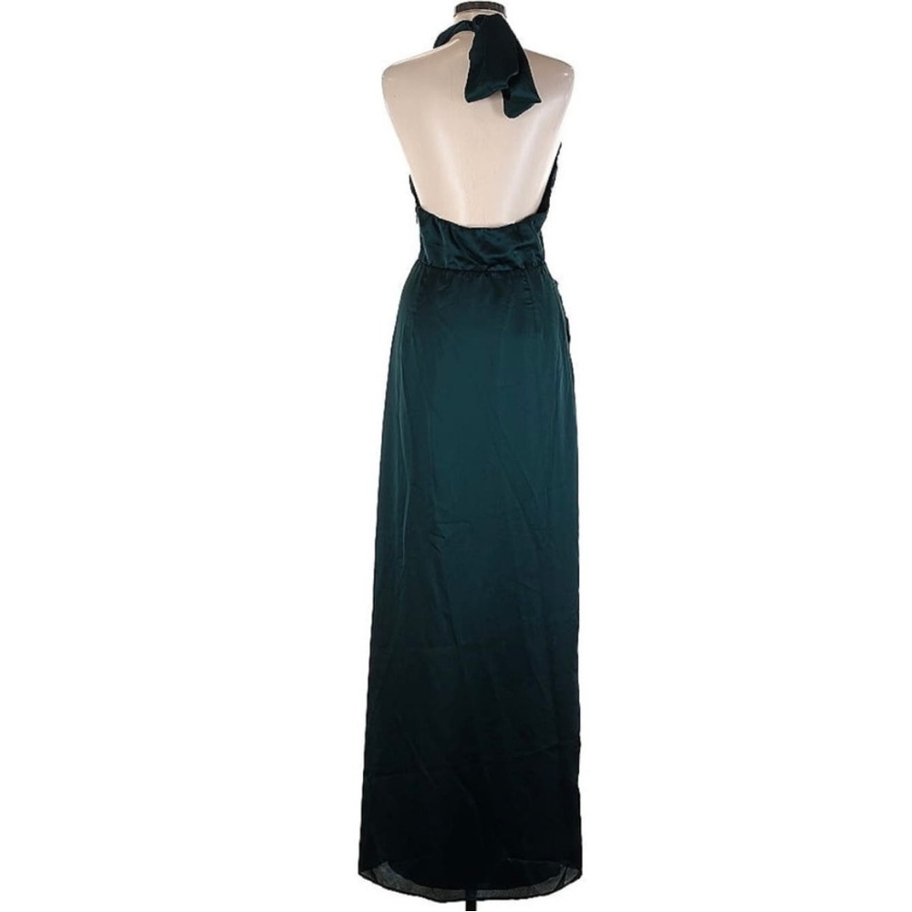 Show Me Your Mumu Adele Halter Maxi Dress in Deep Emerald Luxe Satin M NWT - Picture 12 of 16